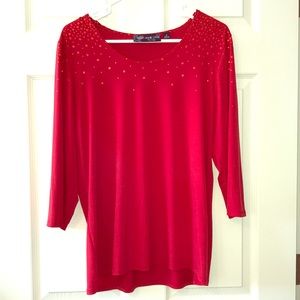 Susan Graver Pretty Red Blouse
